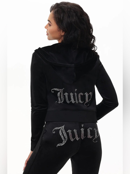 Juicy Couture Pants - Juicy Couture Black Velour Tracksuit Set - Rhinestone Gothic Back Logo - Size 1X
